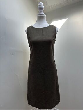 LAUREN RALPH LAUREN 100% Wool Brown Preppy Academia Office Shift Dress Size 4